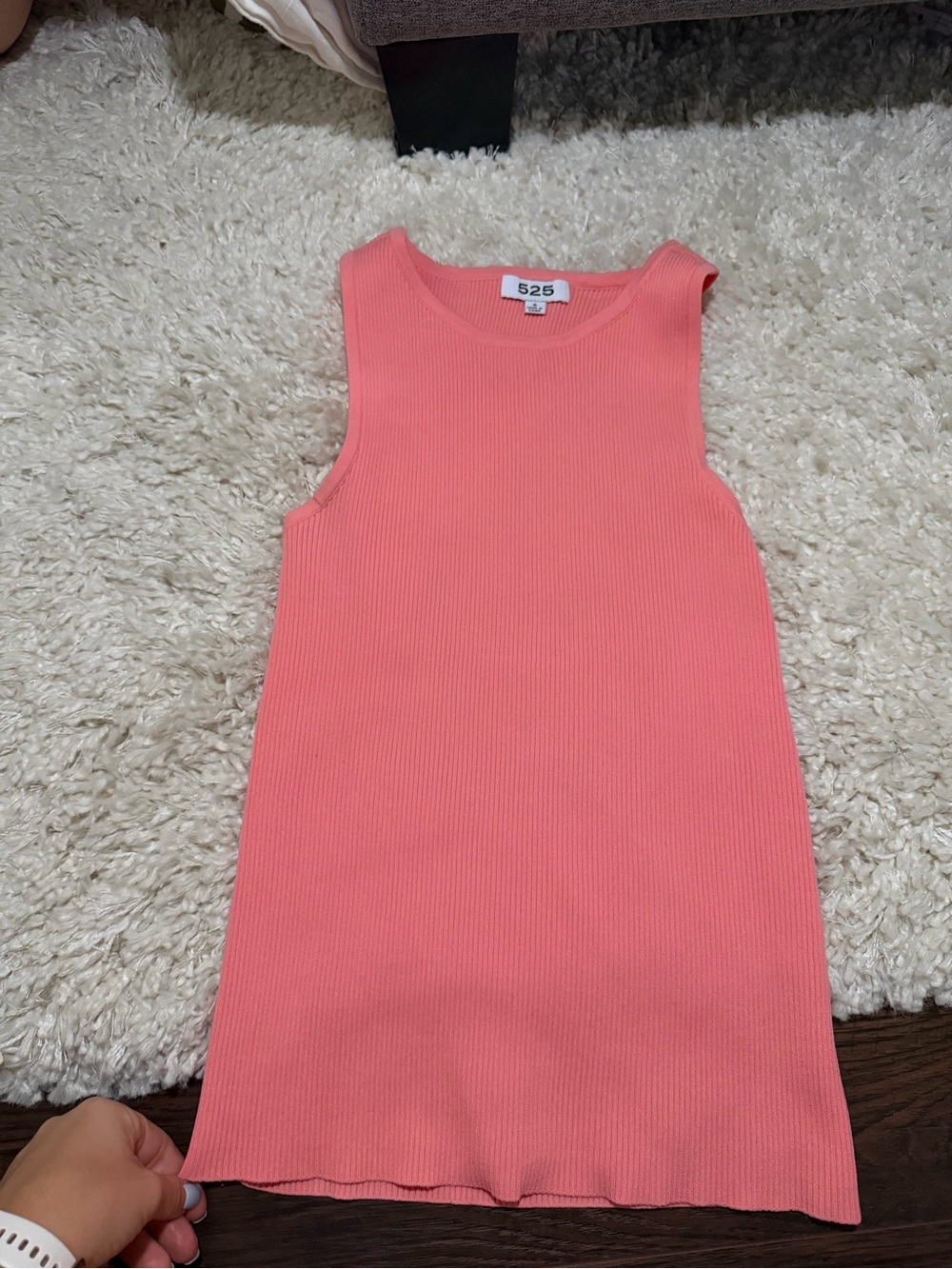 525 Coral Ribbed Sleeveless Top